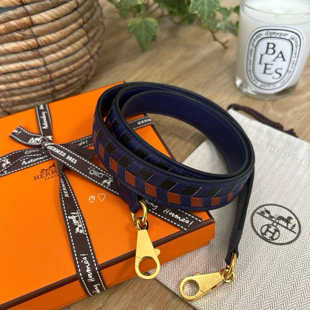 エルメス　トレサージュドゥキュイール25mm　バンドリエールショルダーストラップ