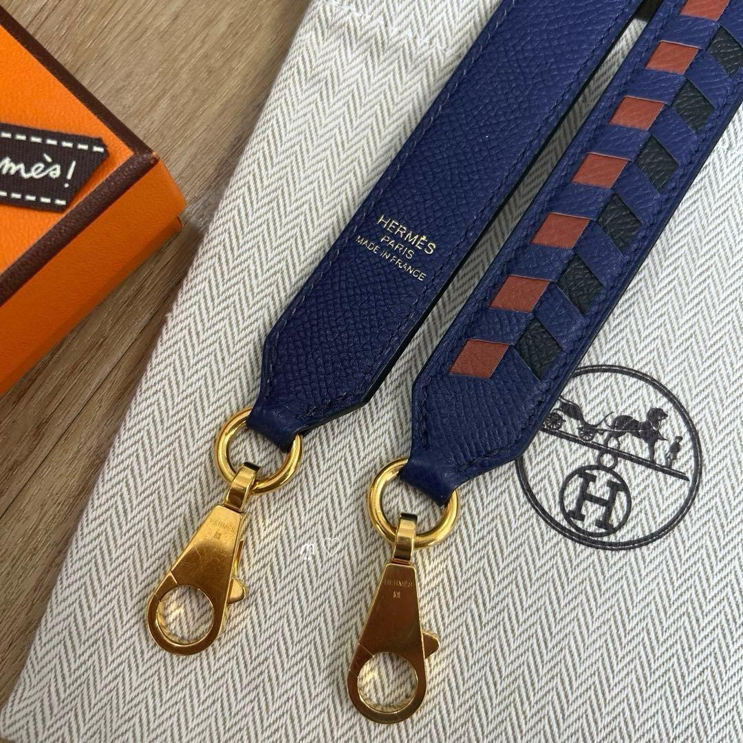 エルメス　トレサージュドゥキュイール25mm　バンドリエールショルダーストラップ