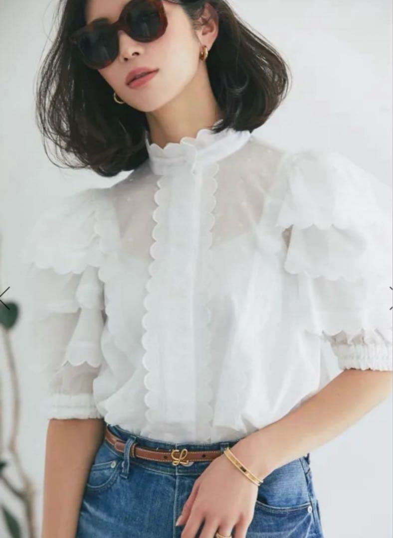 【新品タグ付き✨正規品】セブンテン スカラップティアードブラウス　S