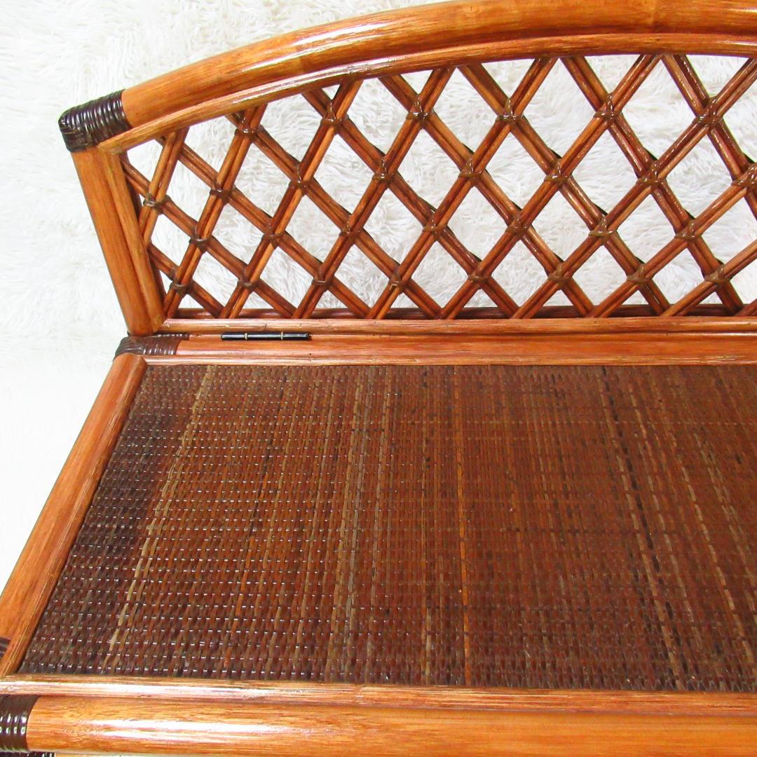 KAZAMA ラタン 籐製 ベンチチェスト チェア 幅80cm 収納力抜群！