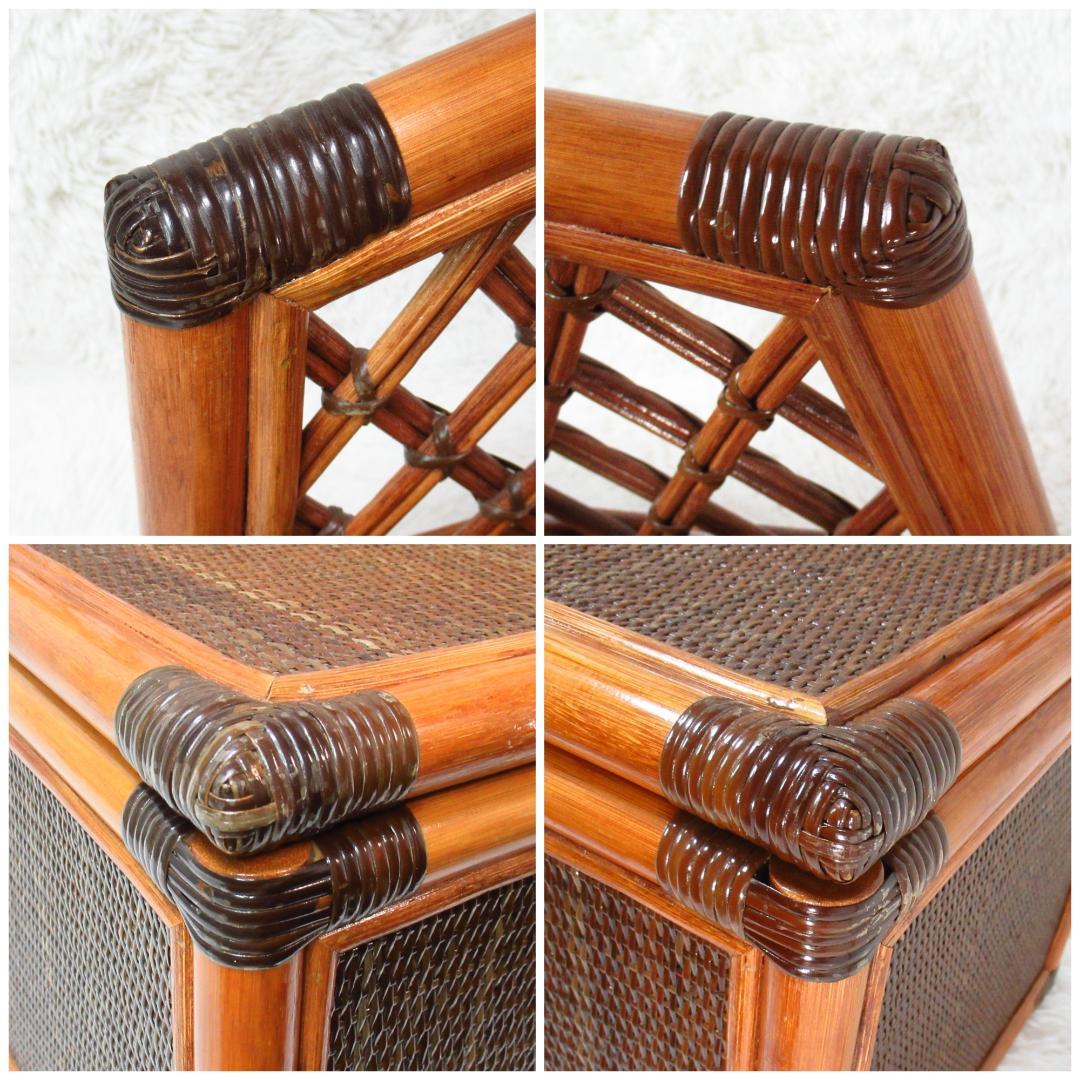 KAZAMA ラタン 籐製 ベンチチェスト チェア 幅80cm 収納力抜群！