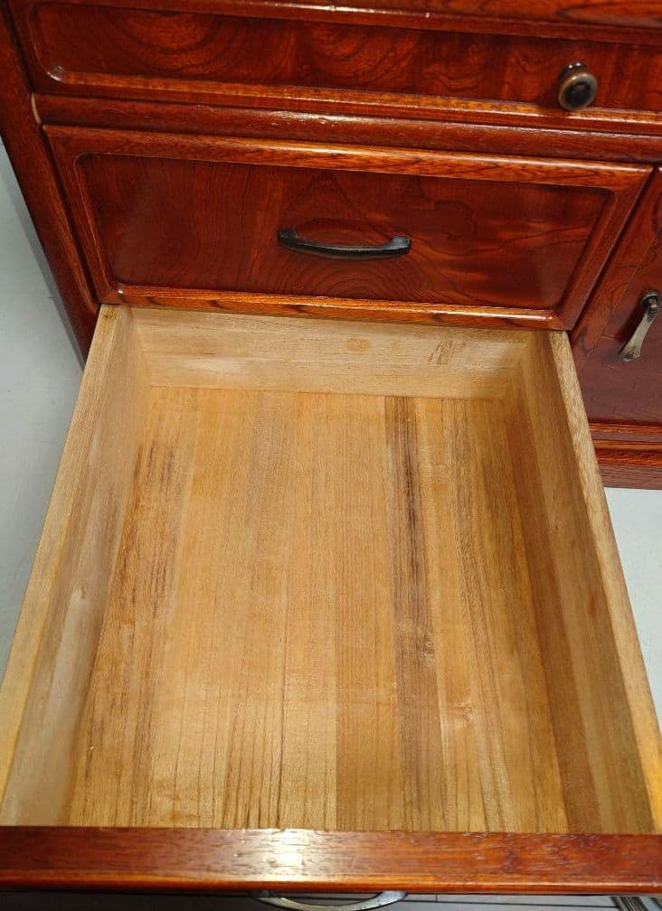 高級天然木 鏡台 姿見 ドレッサー 昭和レトロ ミラー 収納 引き出し 小箪笥