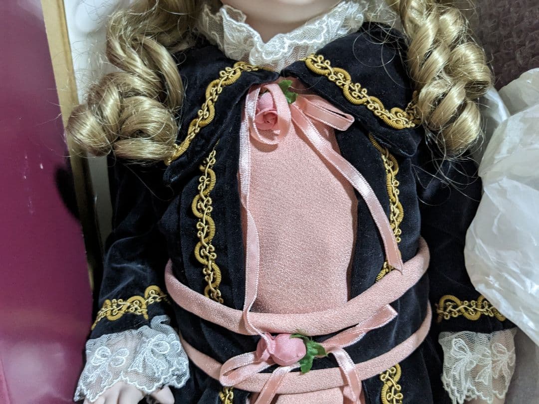 ロングフェイスジュモー　アンリ　ドール　人形　青目　アンリドール　ドレス　金髪