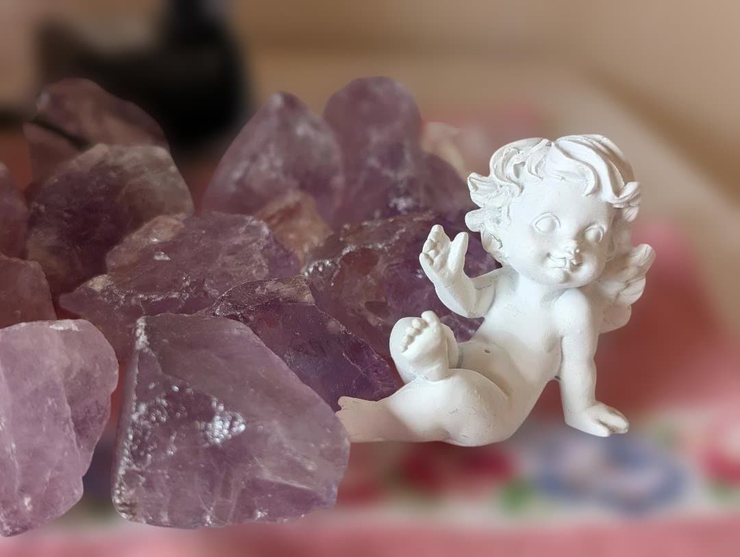 天使とアメジストのクリスタルファウンテンのセット