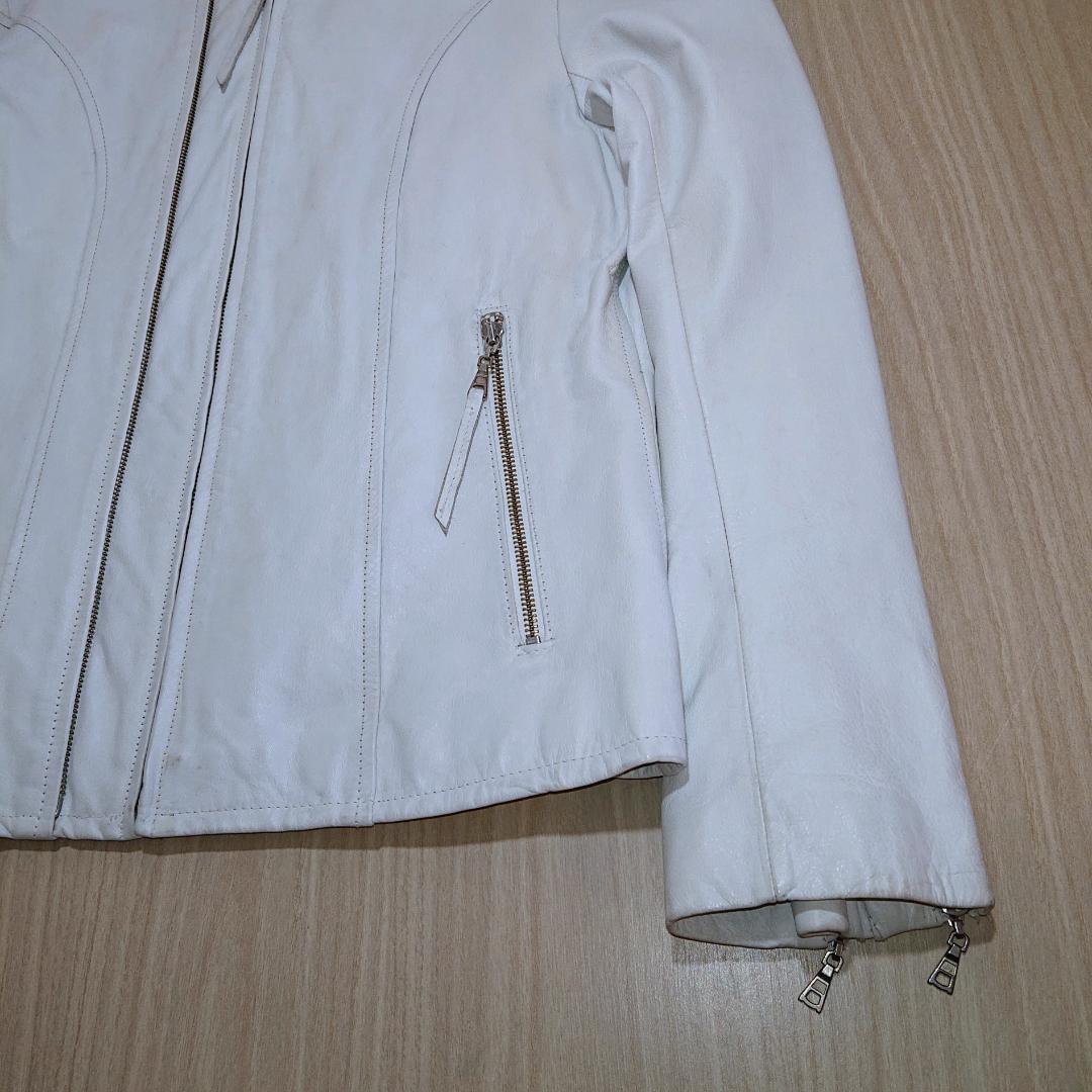 激レア　TAKA-Q　ライダースジャケット　シングル　Ｌサイズ　ホワイト　牛革