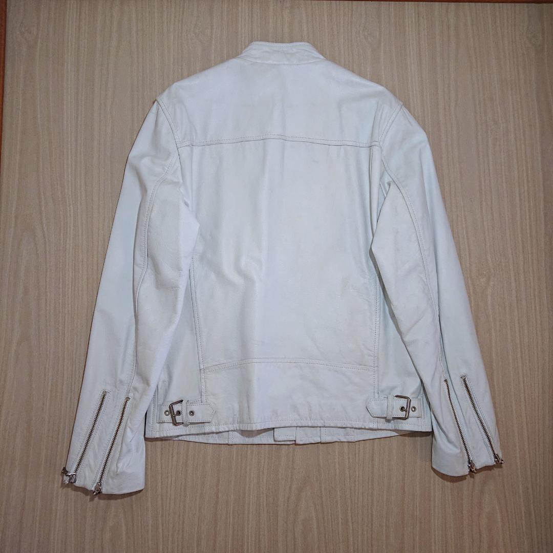 激レア　TAKA-Q　ライダースジャケット　シングル　Ｌサイズ　ホワイト　牛革