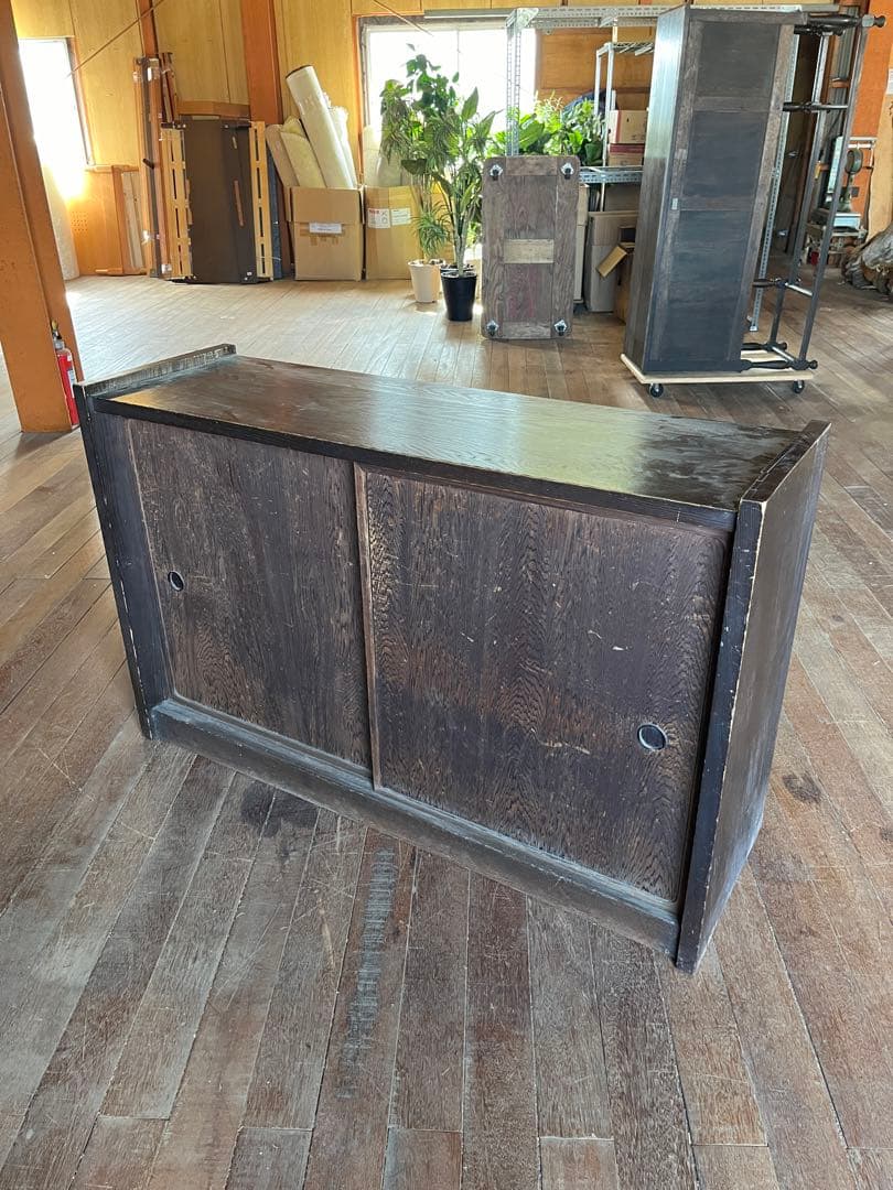 昭和レトロ　アンティーク家具　店舗　古民家　ダークブラウン木製店舗什器