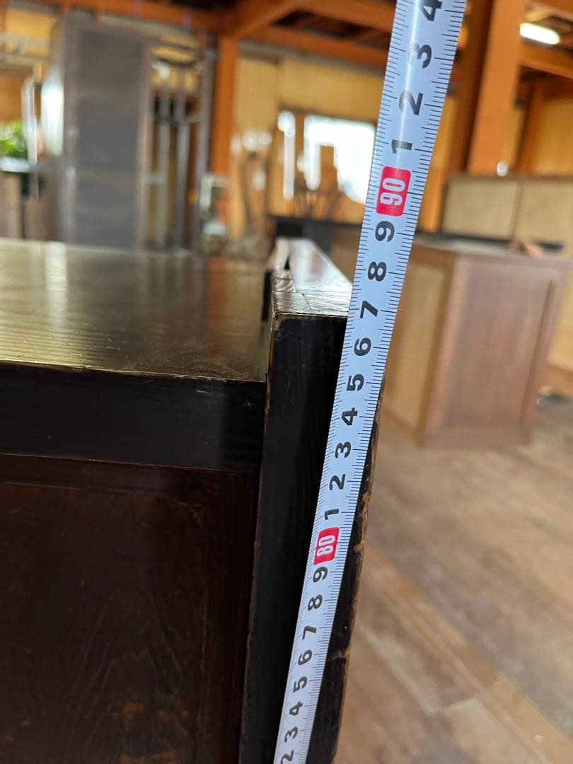 昭和レトロ　アンティーク家具　店舗　古民家　ダークブラウン木製店舗什器