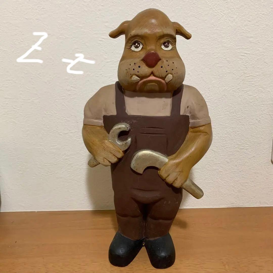 アンティーク　ガーデン　置物　ブルドッグ　犬