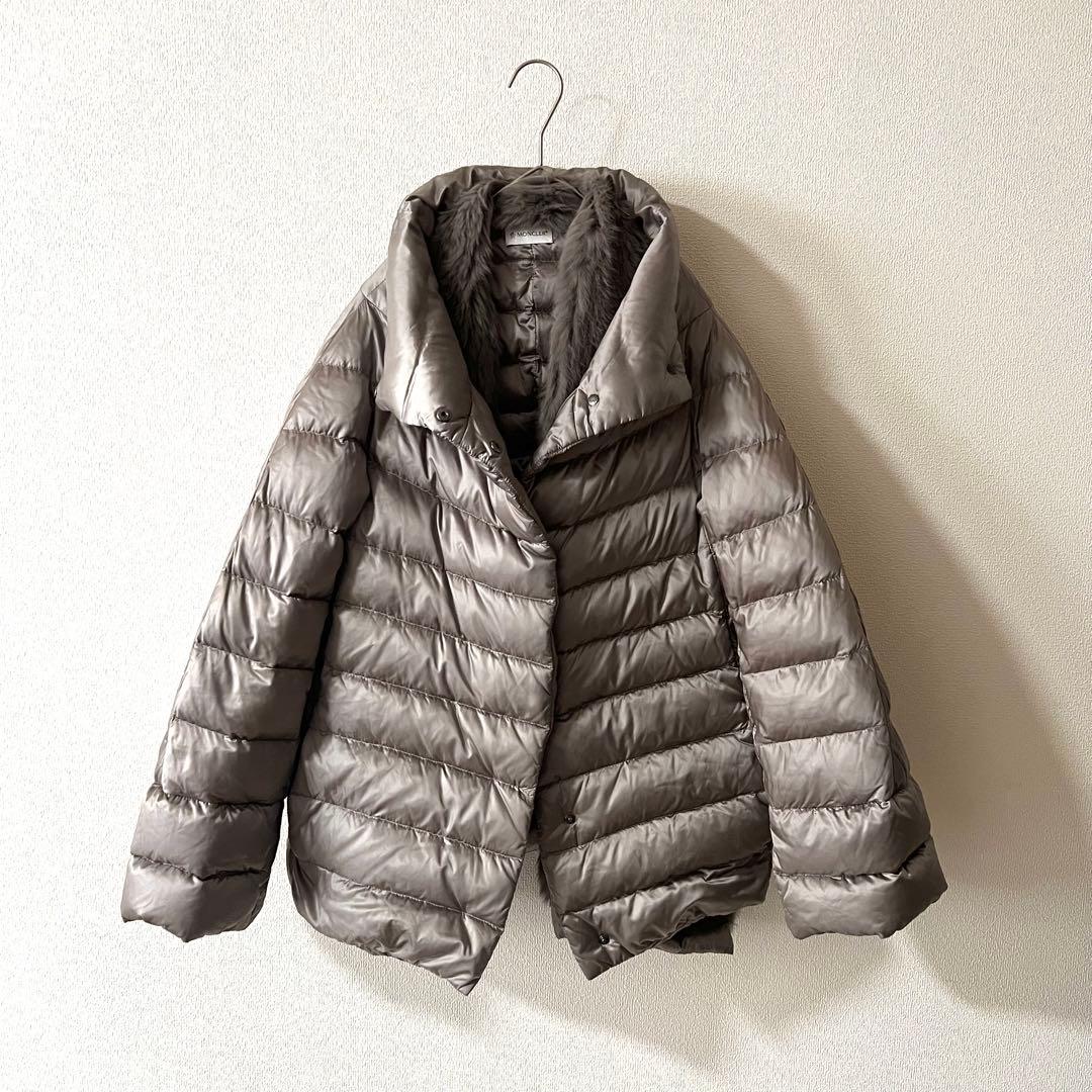 モンクレール 2way ダウンジャケット ベストジレ ラビットファー グレージュ