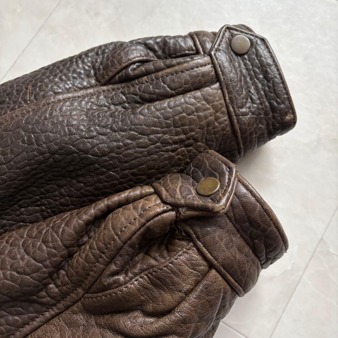 80s vintage 羊革スタンドボンバージャケット 茶 M ブルゾン 短丈