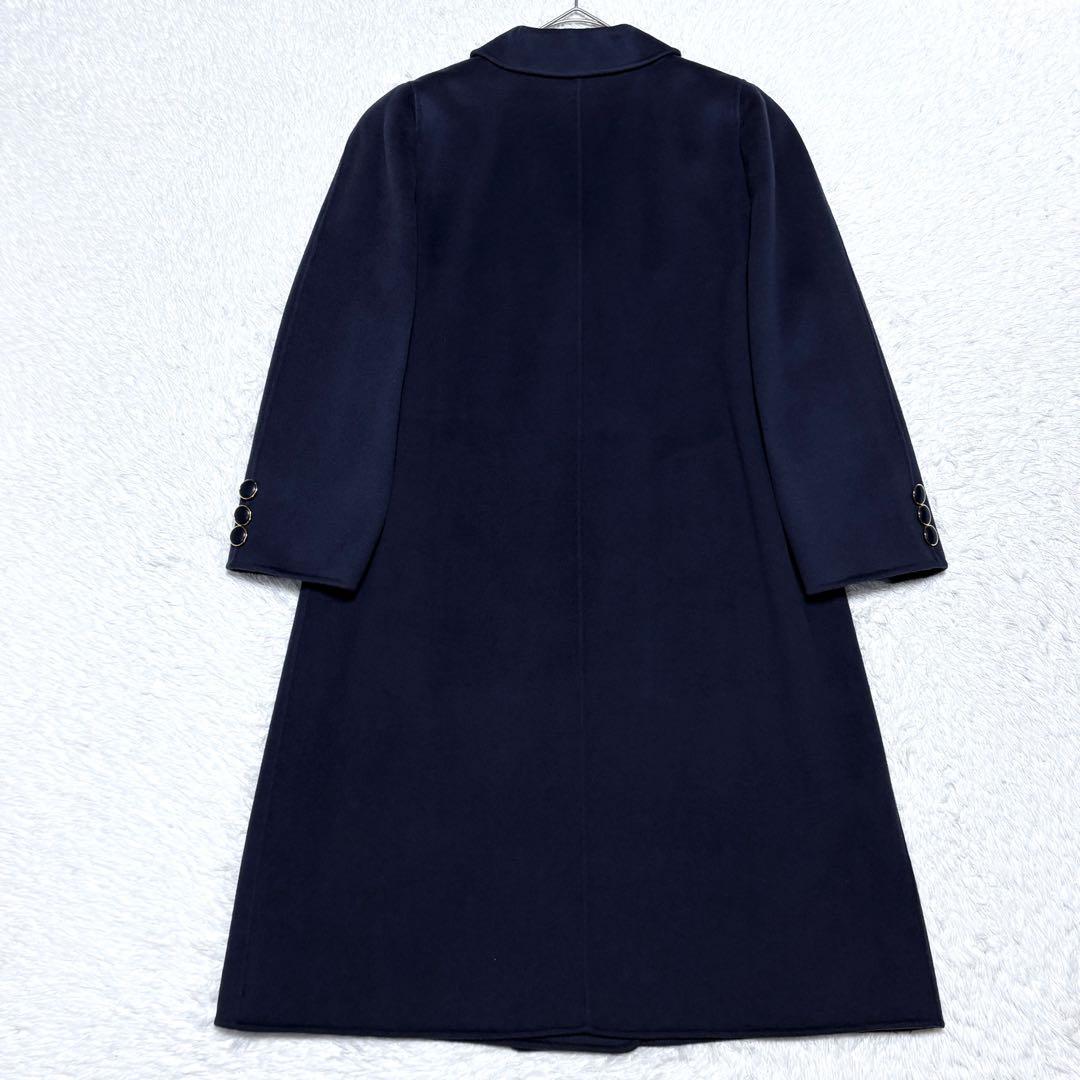【美品】レリアン 大きいサイズ ウール リバー コート 金ボタン 上品 高級