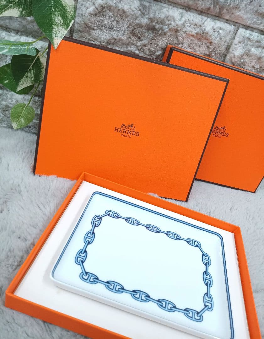 【未使用】HERMES エルメス シェータンクル ブルー お皿 2枚セット