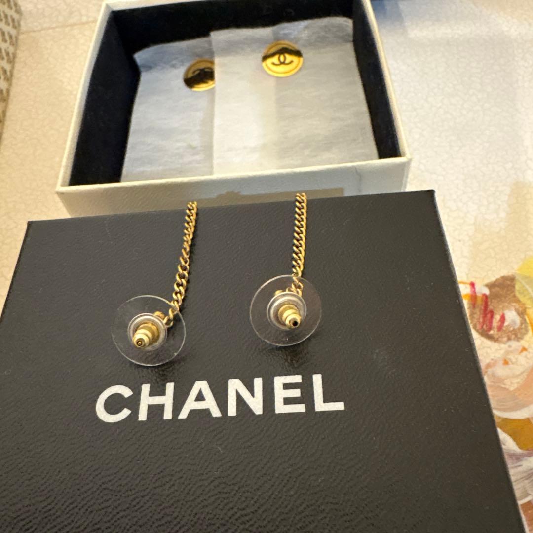 正規品 CHANEL ゴールドチェーンピアス ヴィンテージ 極美品