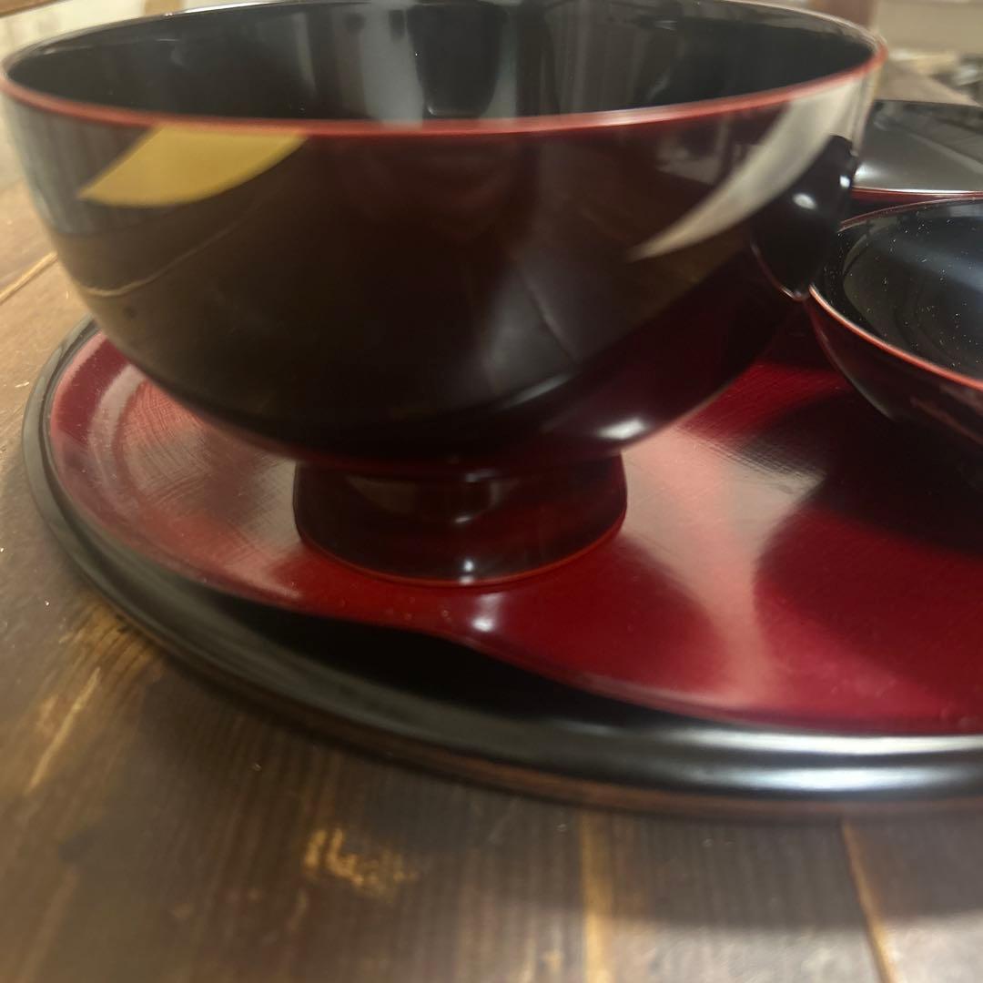 越前塗　千羽鶴雑煮椀 溜　蒔絵　本漆手塗り　ペア　箔鶴蒔絵　煮物椀　縁起物　お祝