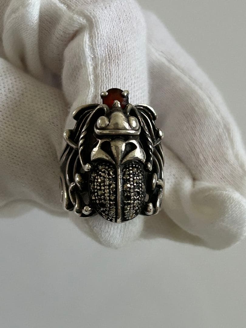 シルバー925 甲虫デザインリング 年代物アンティーク。一点もの