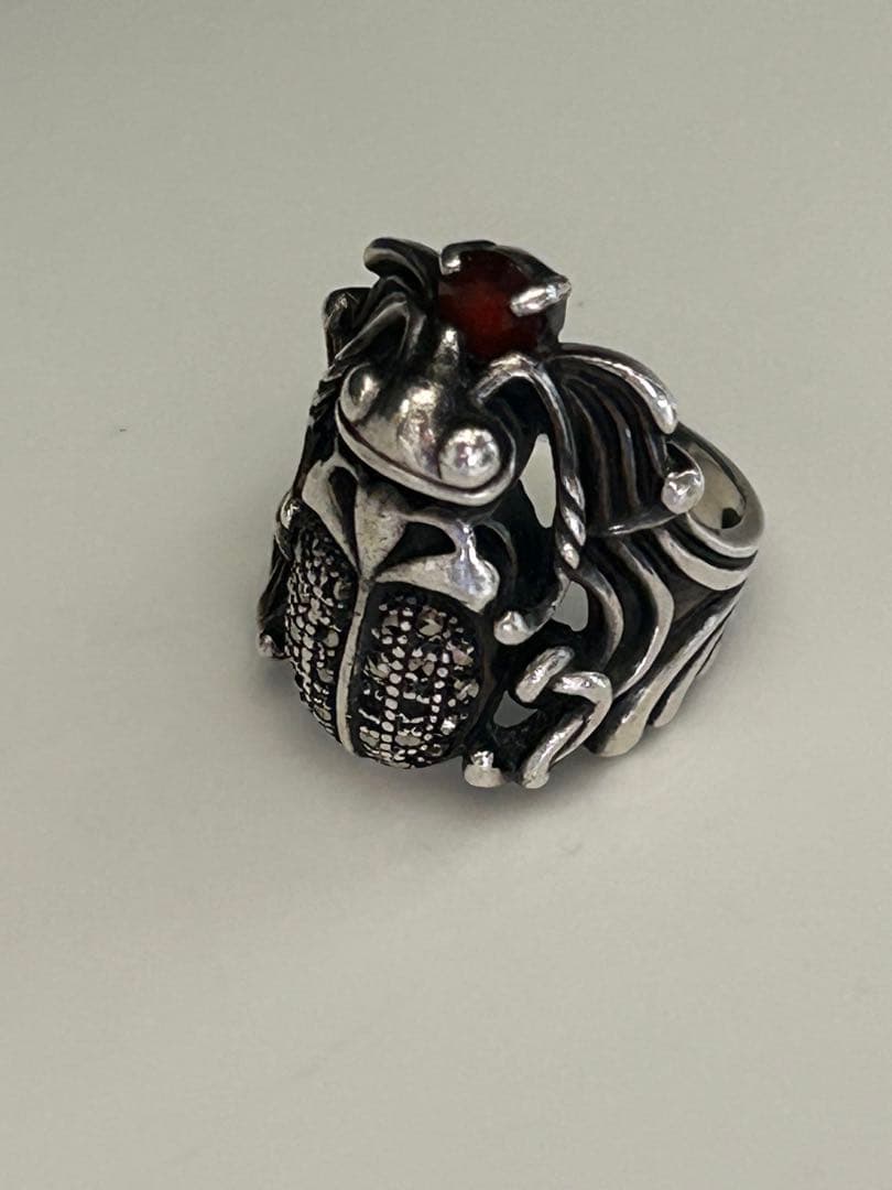 シルバー925 甲虫デザインリング 年代物アンティーク。一点もの