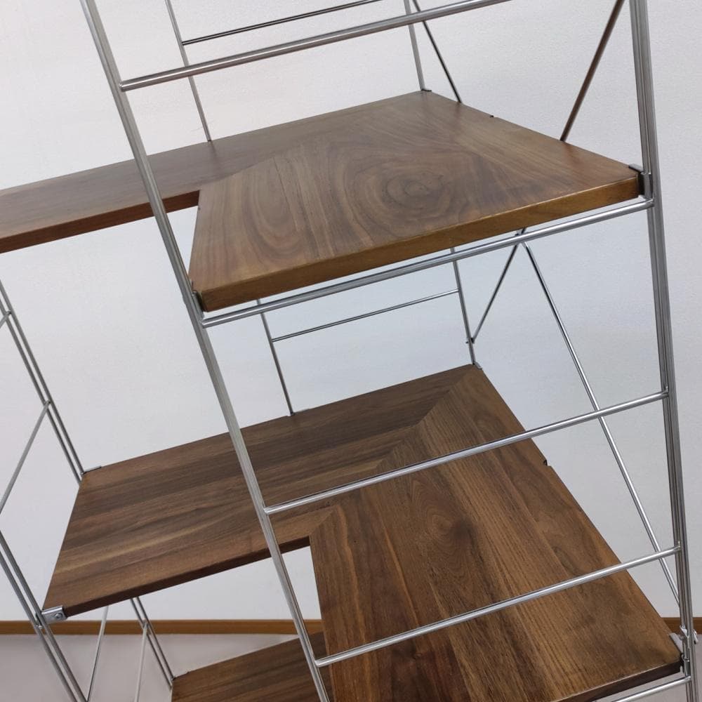 無印良品 ステンレスユニットシェルフ コーナータイプ ウォールナット材 特大5段