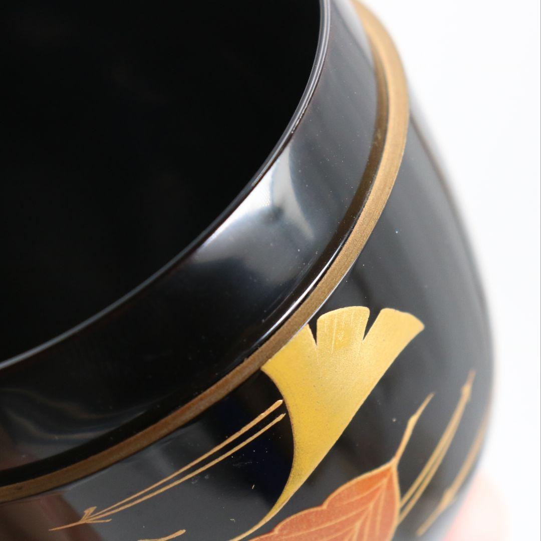 松斉作 吹寄蒔絵 中棗 銀杏 茶道具 共箱共布　V938　N8