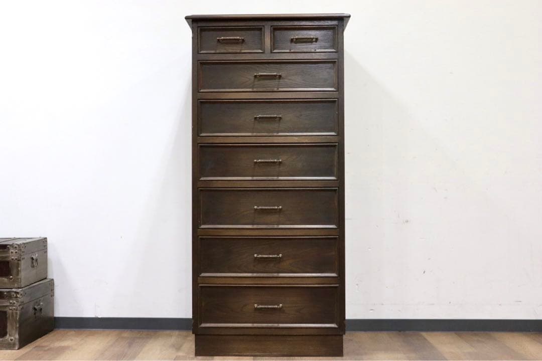 GMHK858○神戸家具 洋家具 7段チェスト 整理箪笥 収納家具 彫刻 鉄金具