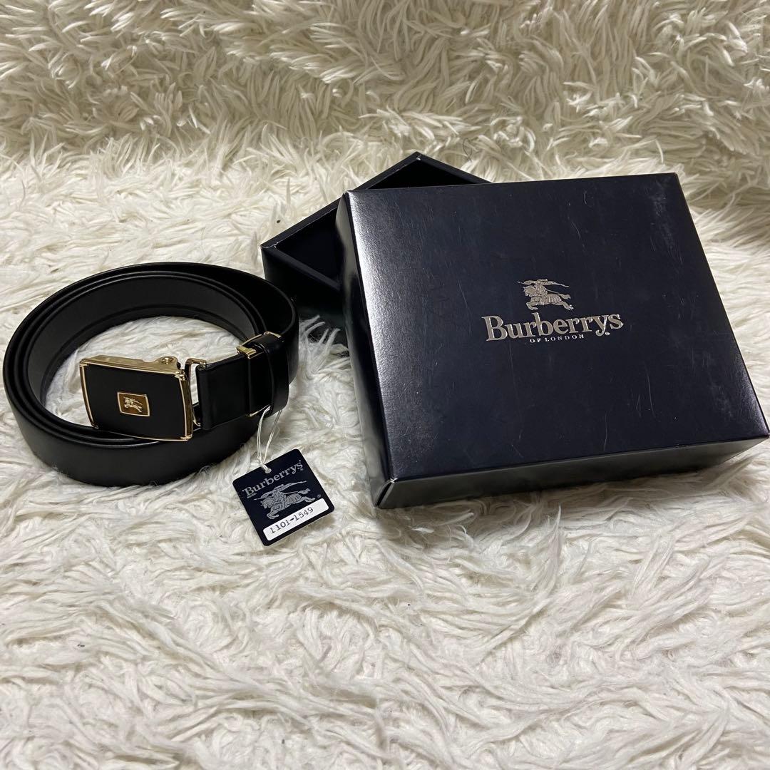 新品未使用 Burberrys バーバリーズ 本革ベルト ゴールドロゴ 箱付