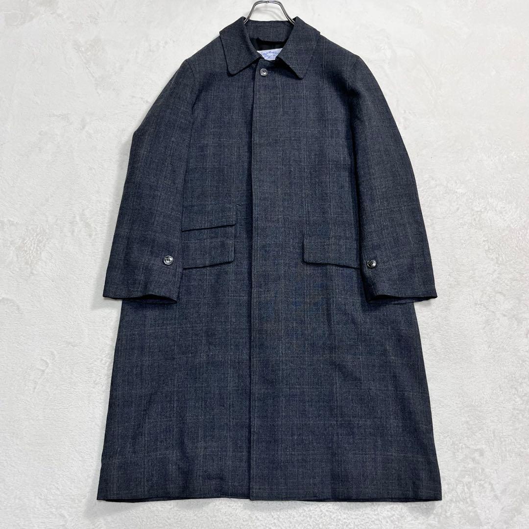 美品『オールドマンズテーラー』ステンカラーコート グレンチェック 比翼仕立 36