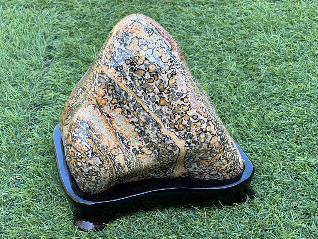 レオパード ジャスパー 鑑賞石 豹柄 水晶 瑪瑙 孔雀石 天然石 水石 置物