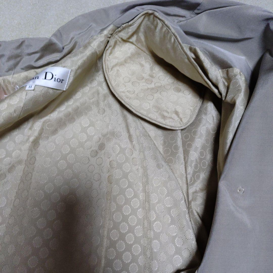 ヴィンテージChristian Dior グレー トレンチコート　サテン仕上げ