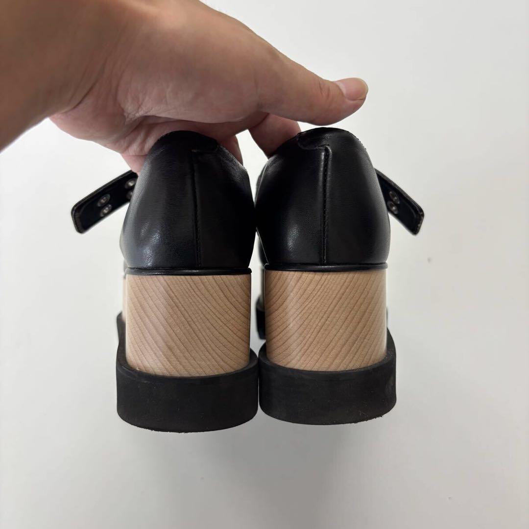 良品 ステラマッカートニー ストラップ シューズ 厚底 ブラック サイズ 35