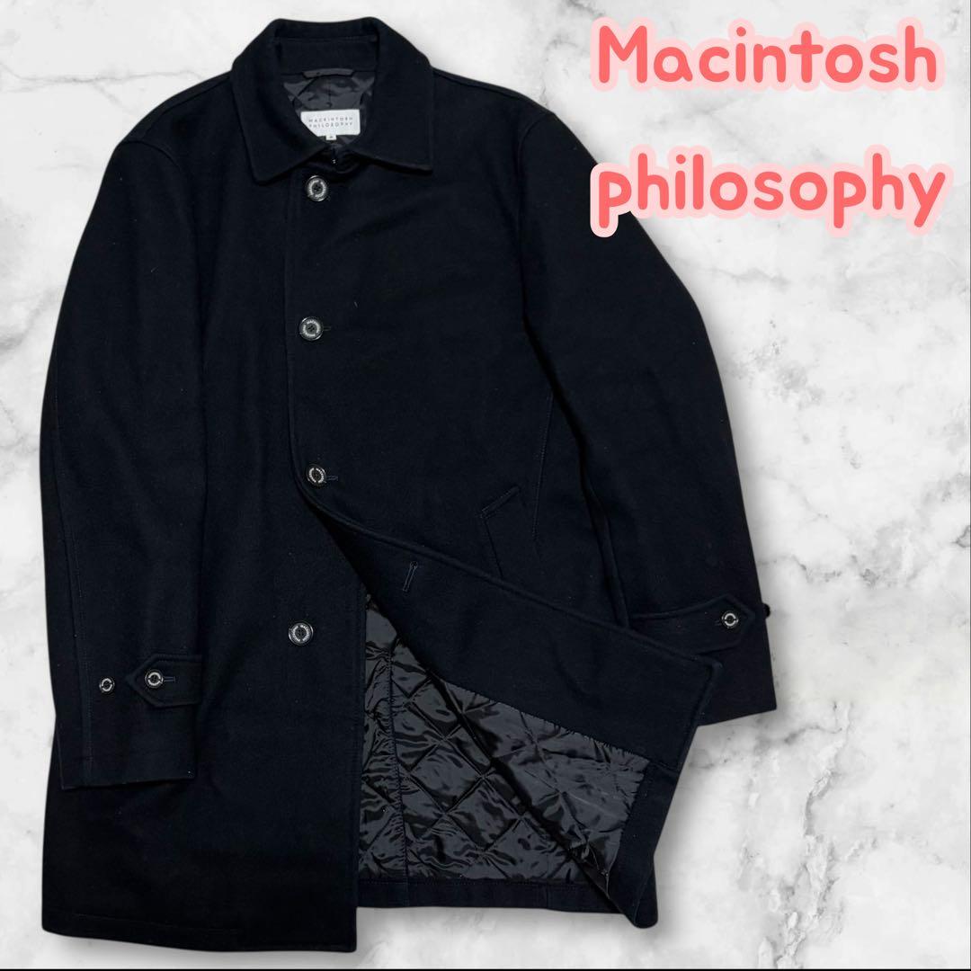 Macintosh philosophy ステンカラーコート　濃紺ウール