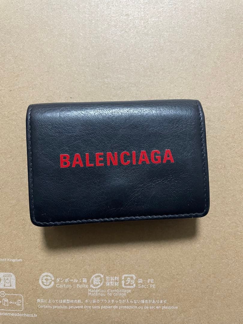 BALENCIAGA バレンシアガ 三つ折り財布 黒 レザー