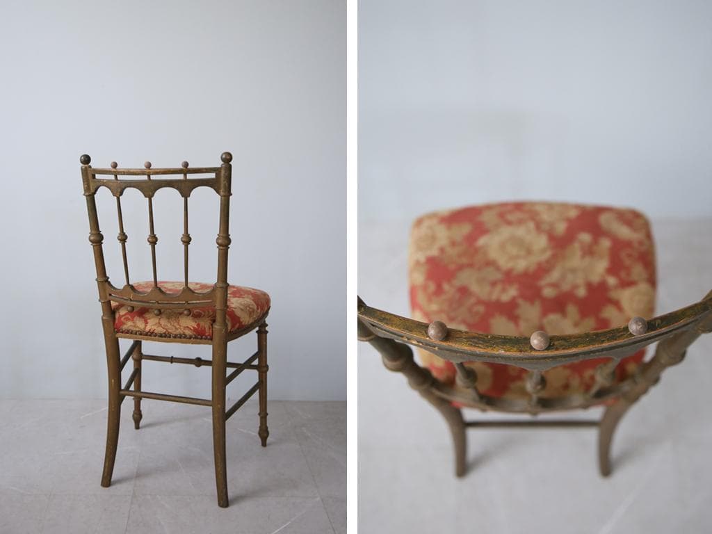 フランスアンティーク木製ナポレオンチェア/ダイニングイス/サロン90-120-2