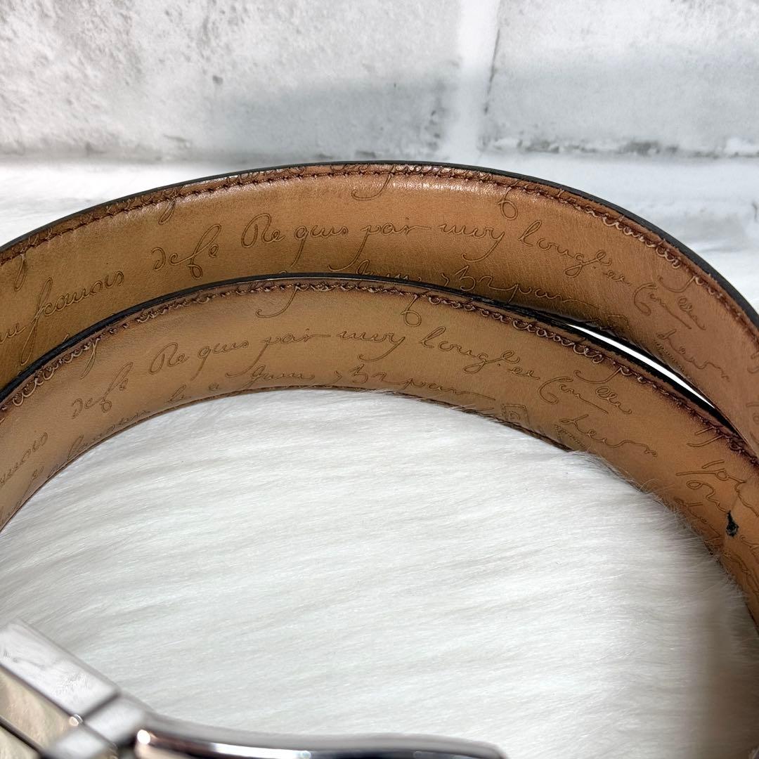 ベルルッティ レザー ベルト ヴァーサタイル リバーシブル カリグラフィー 茶色