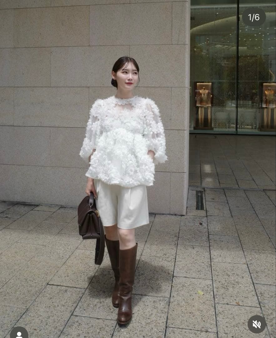 トップス Acka. flower peplum blouse