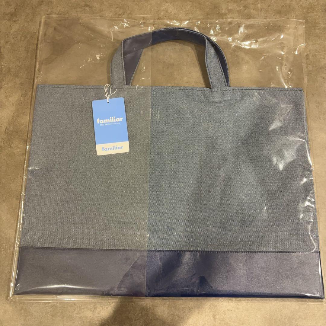 2025年新作春夏完売♡familiar デニムバッグ　ネイビー　手刺繍　新品