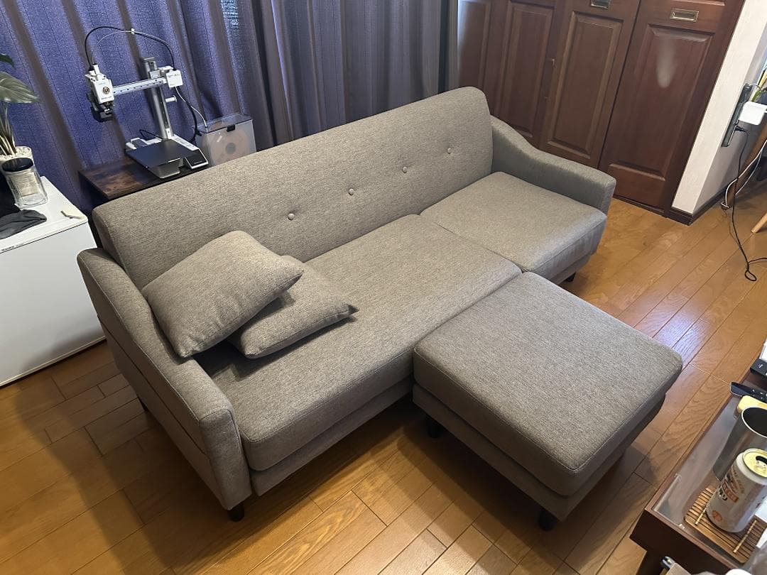 ソファ 3人掛け カウチソファ CCS-3S ライトブラウン