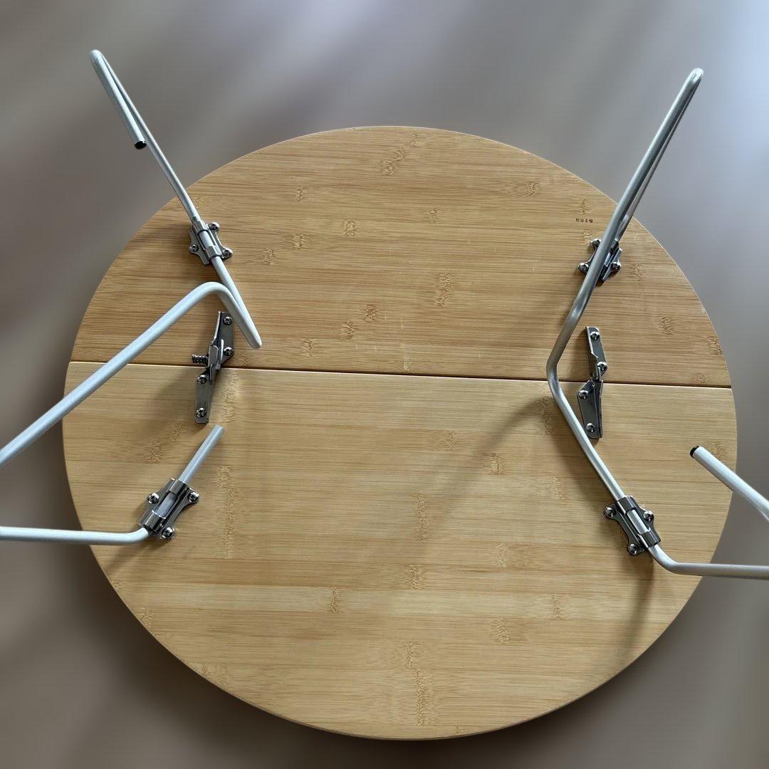  peak 竹製円形折りたたみテーブル