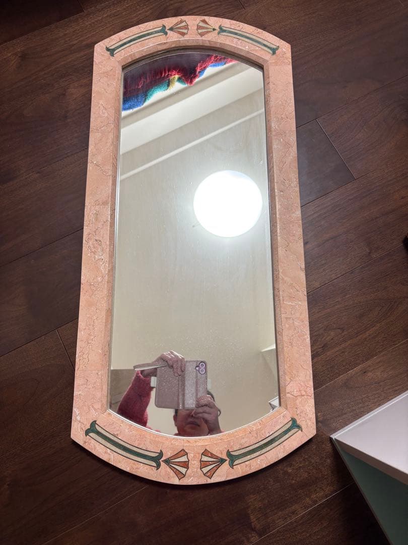 大理石　姿見　ベネチア風　ピンク石