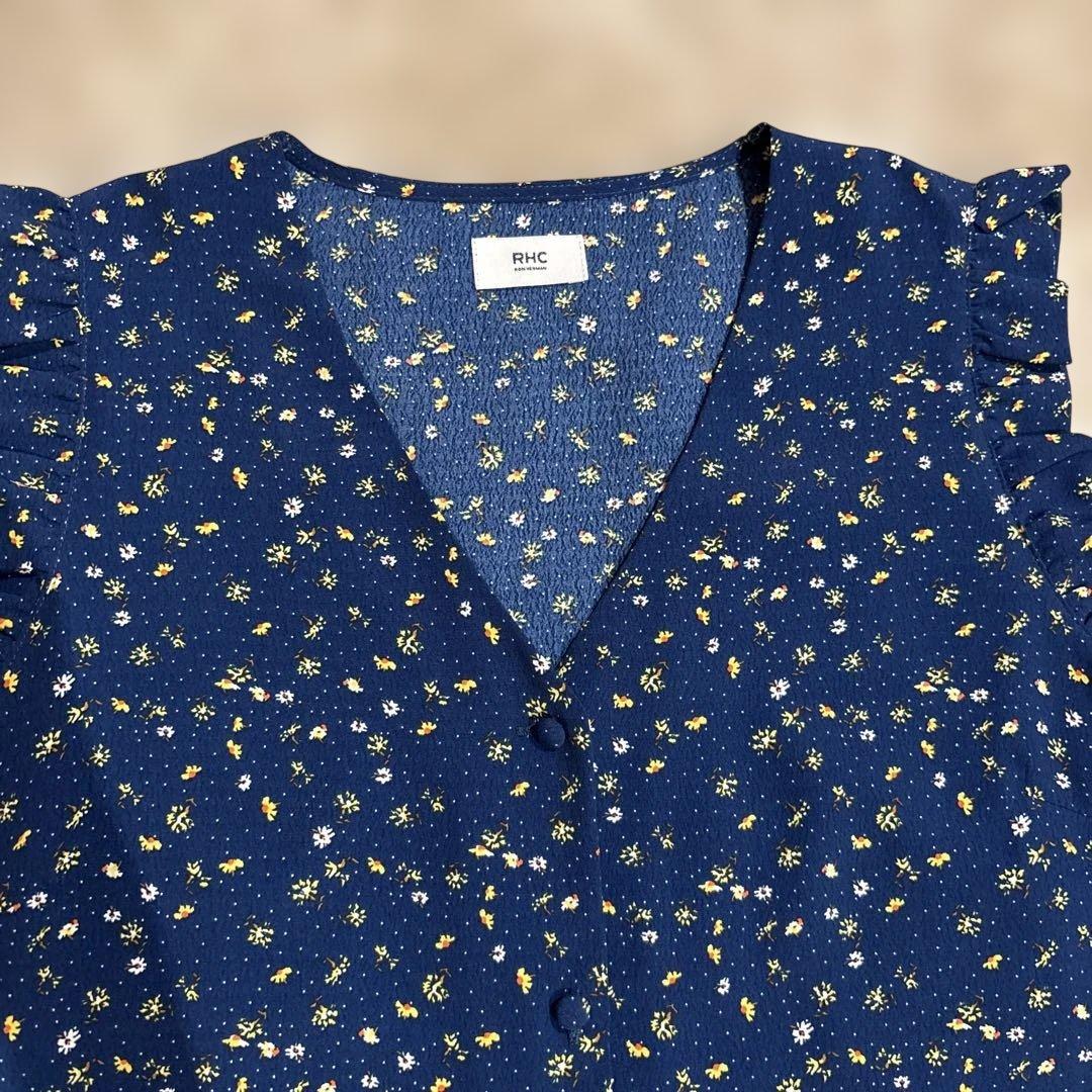Ron Herman RHC ネイビー 花柄 Vネックタンクトップ