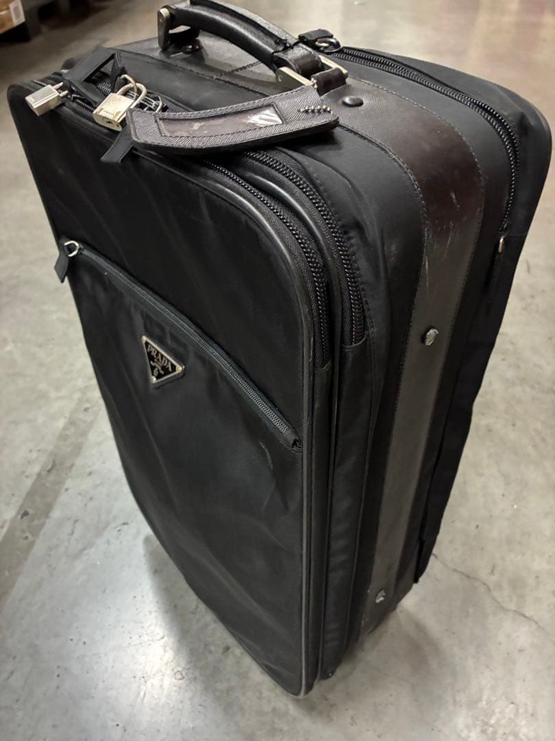 A）プラダ PRADA キャリーケース ブラック系 黒 スーツケース ナイロン