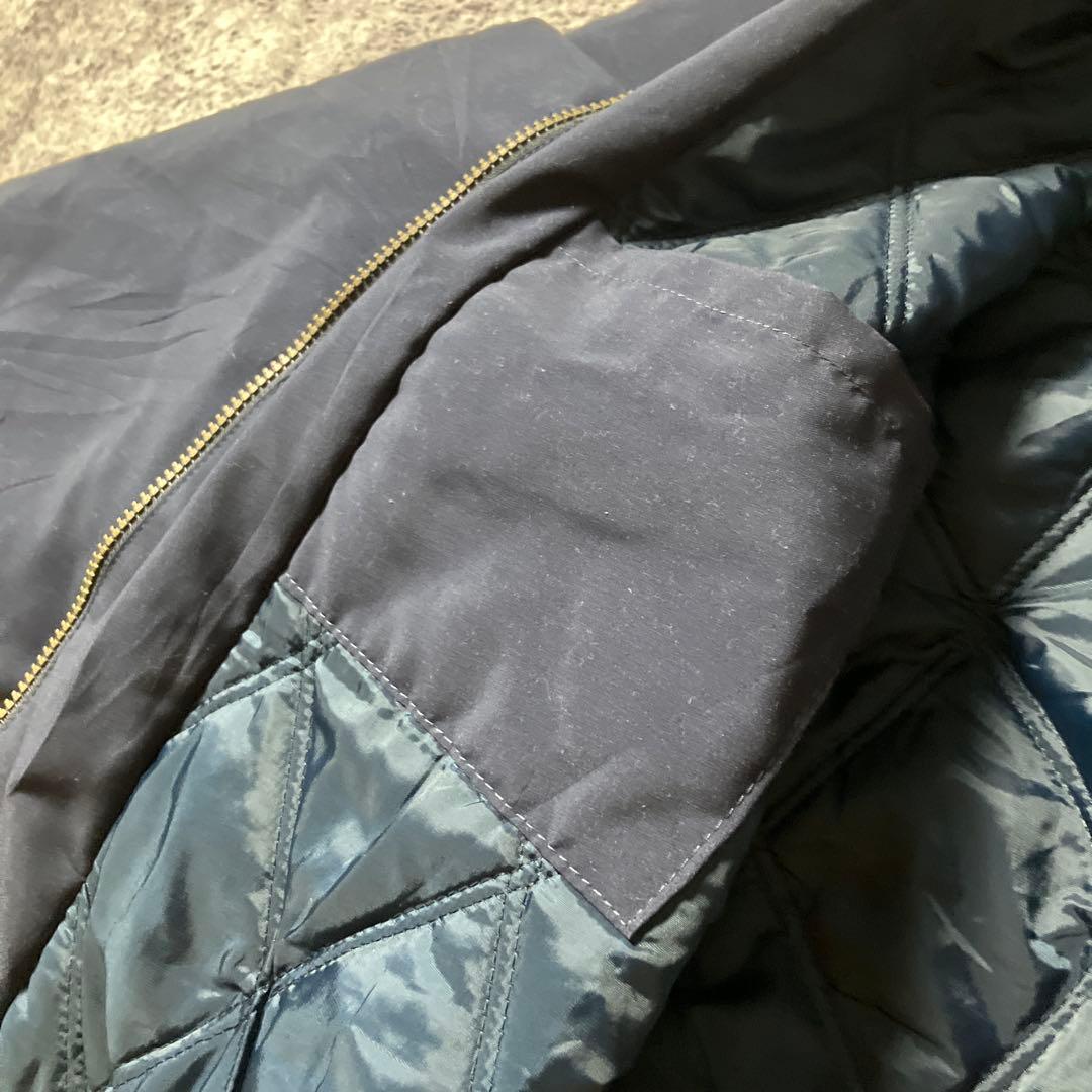 90sKingLouieUSA製中綿キルティングワークジャケット企業刺繍ネイビー