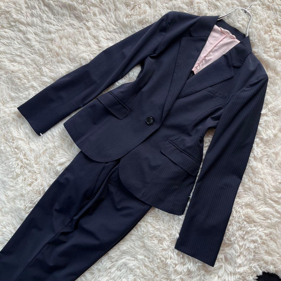 スーツセレクト×Samantha コラボ セットアップ ストライプ ネイビー7