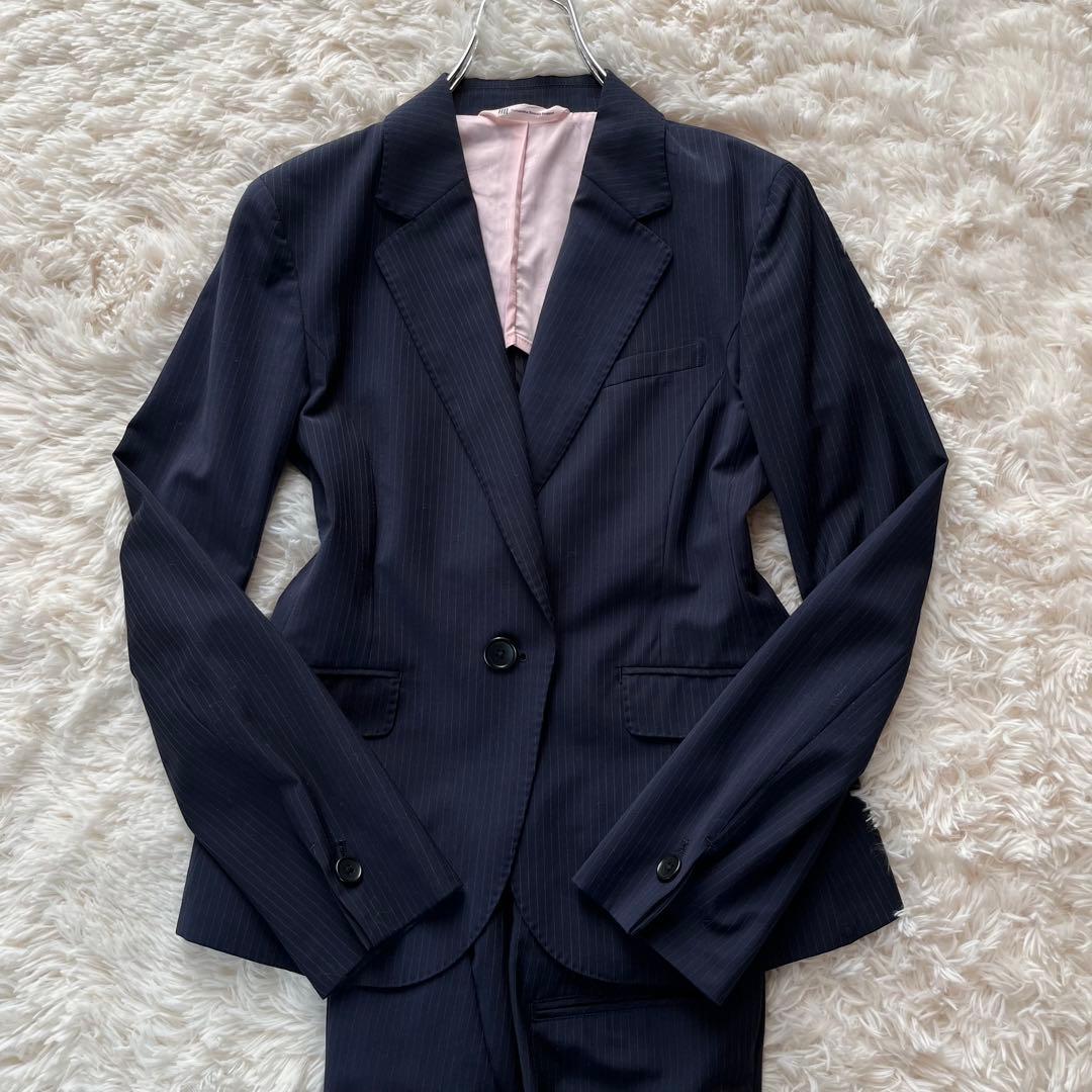 スーツセレクト×Samantha コラボ セットアップ ストライプ ネイビー7