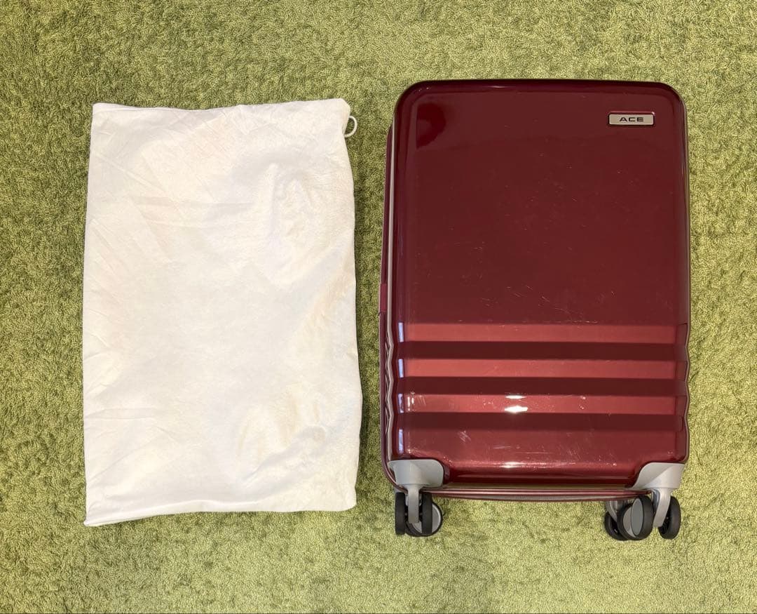【美品＆匿名配送】エース　キャリーケース　カバー袋、説明書付き　機内持ち込み