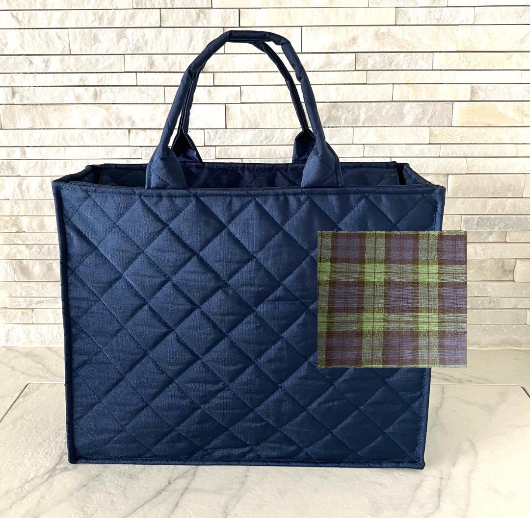 ネイビー　お受験バッグ　A4　自立　軽量　ファスナー付　お稽古バッグ　保護者会用