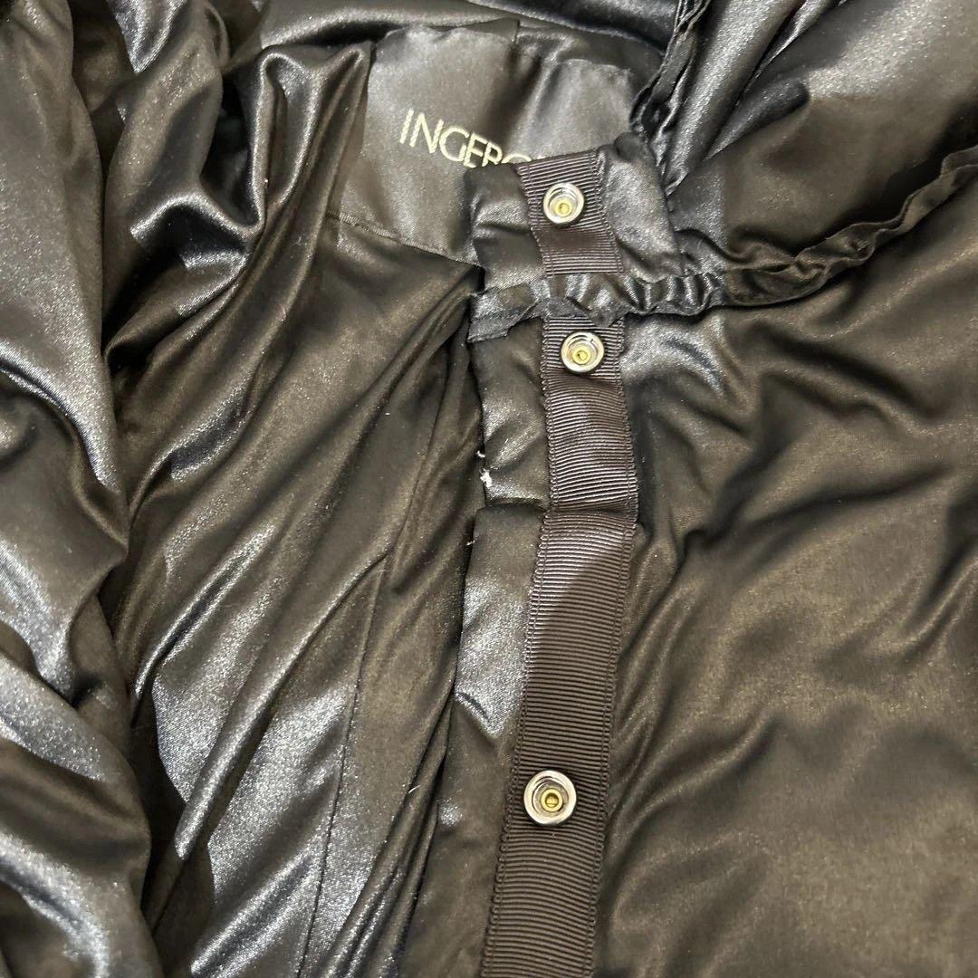 インゲボルグ　黒ロングダウンコート フリル付き　超美品　希少品