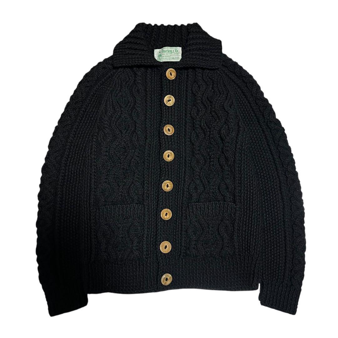 【美品】インバーアラン　緑タグ　ランバーカーディガン　3A ケーブルニット