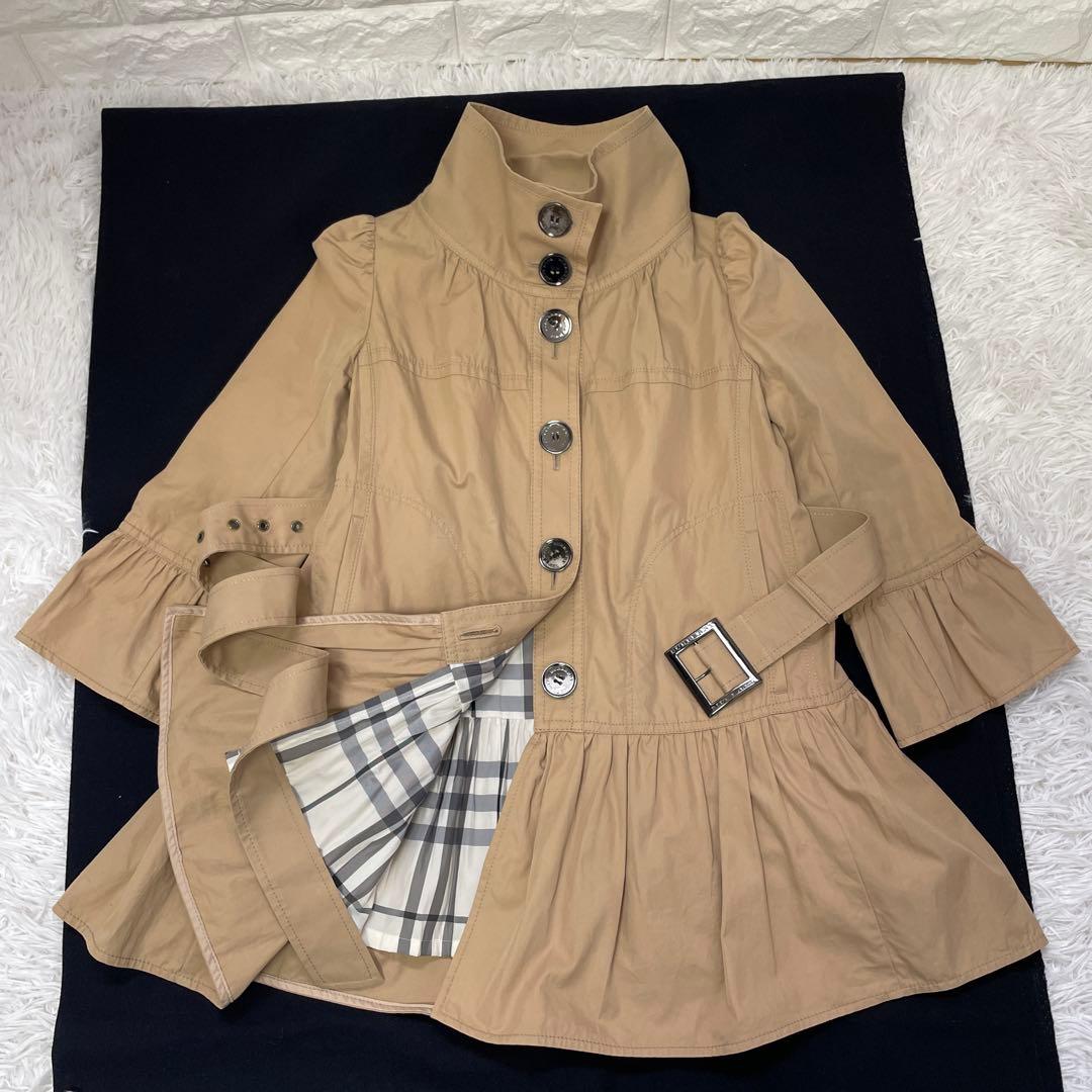 BURBERRY.BLUELABEL/バーバリー、七分袖、フリルトレンチコート