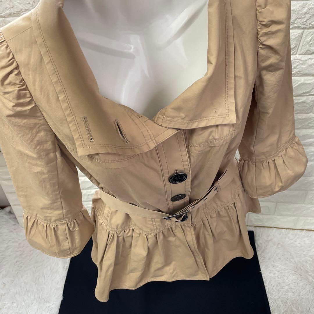 BURBERRY.BLUELABEL/バーバリー、七分袖、フリルトレンチコート