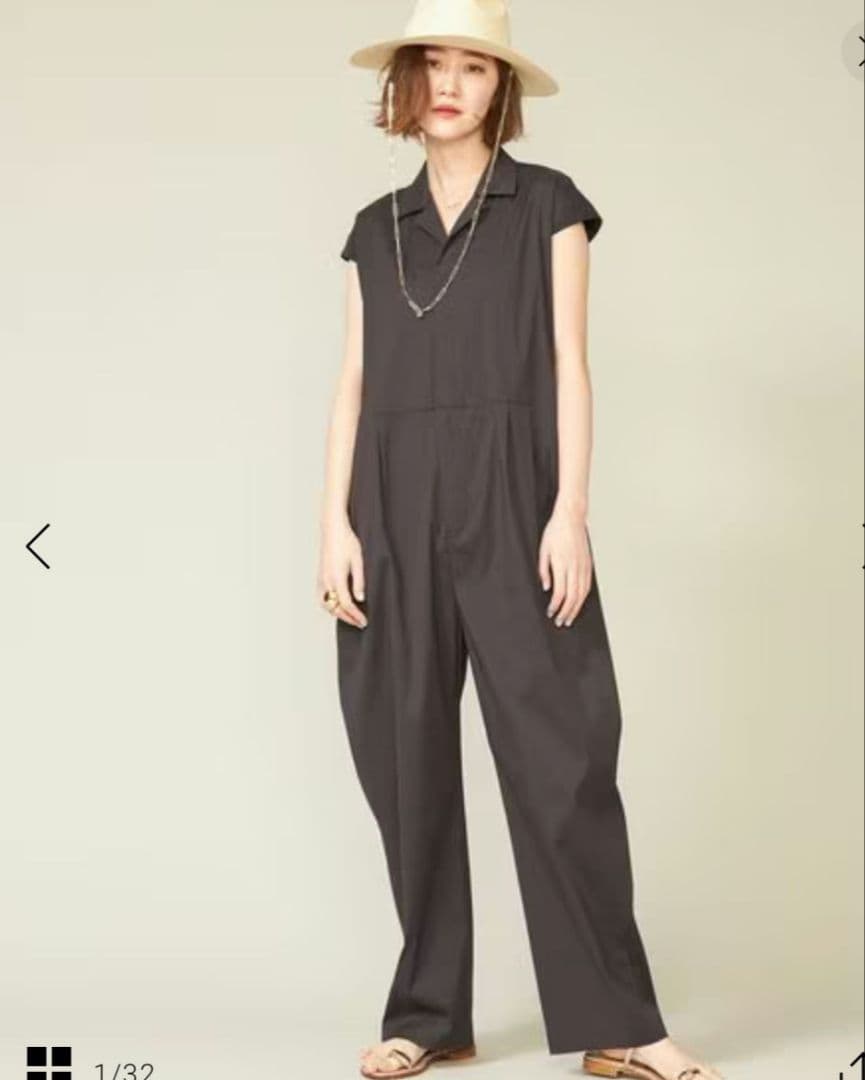 coa conte オープンカラー オールインワン ネイビー